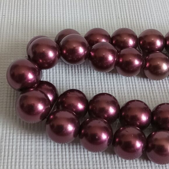 Purple Plastic Beaded Elasticized Double Strand Lightweight Choker Necklace - Picture 4 of 9